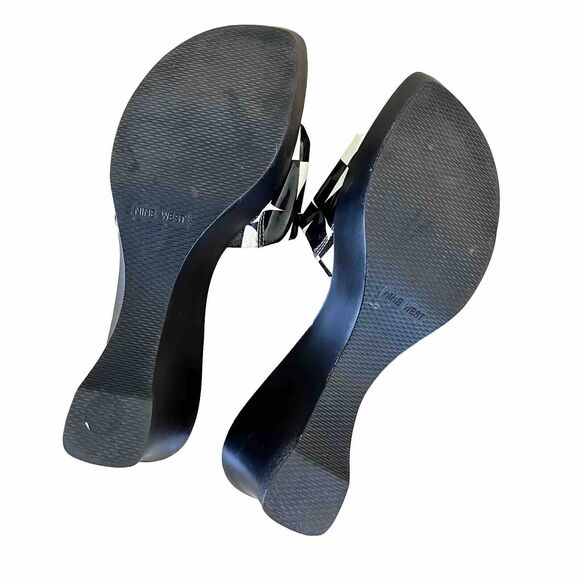 Vintage 90s y2k Mod Chunky Platform Slides Black White Nine West Size 8.5 M - Picture 5 of 11